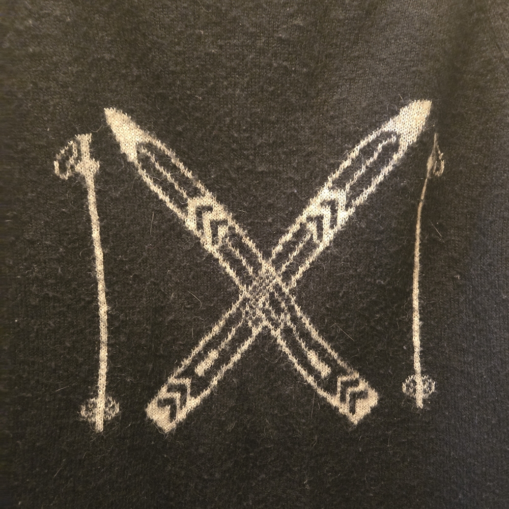 Woolrich Ski Sweater Black Wool Blend Alpine Lodge Graphic XL - Picture 10 of 12